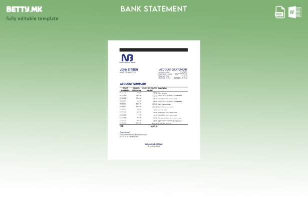 модерен стил Малави Националната банка на Малави изјава ексел шаблон